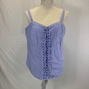 Torrid Striped Blue and White Poplin Lace Up Corset Tank Top Size 1X